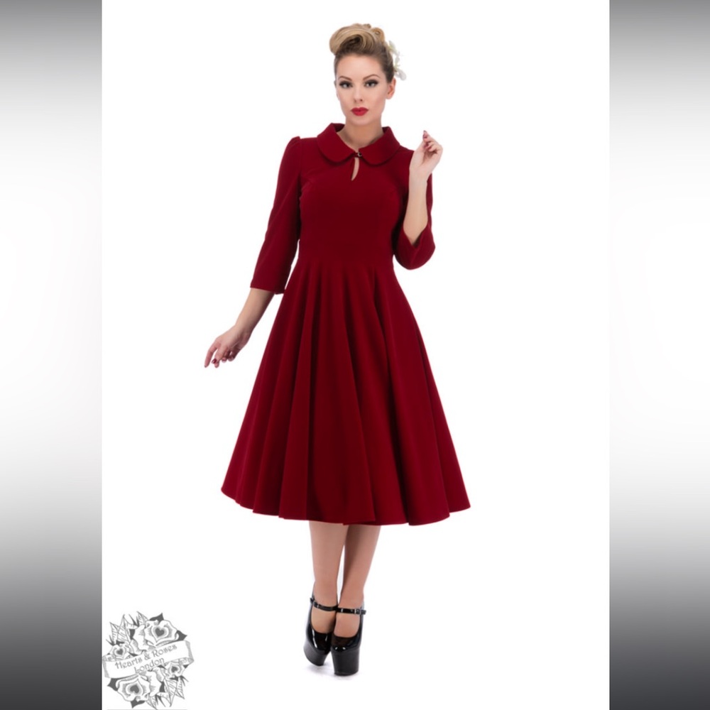 Hearts and Roses Red Velvet Swing Dress